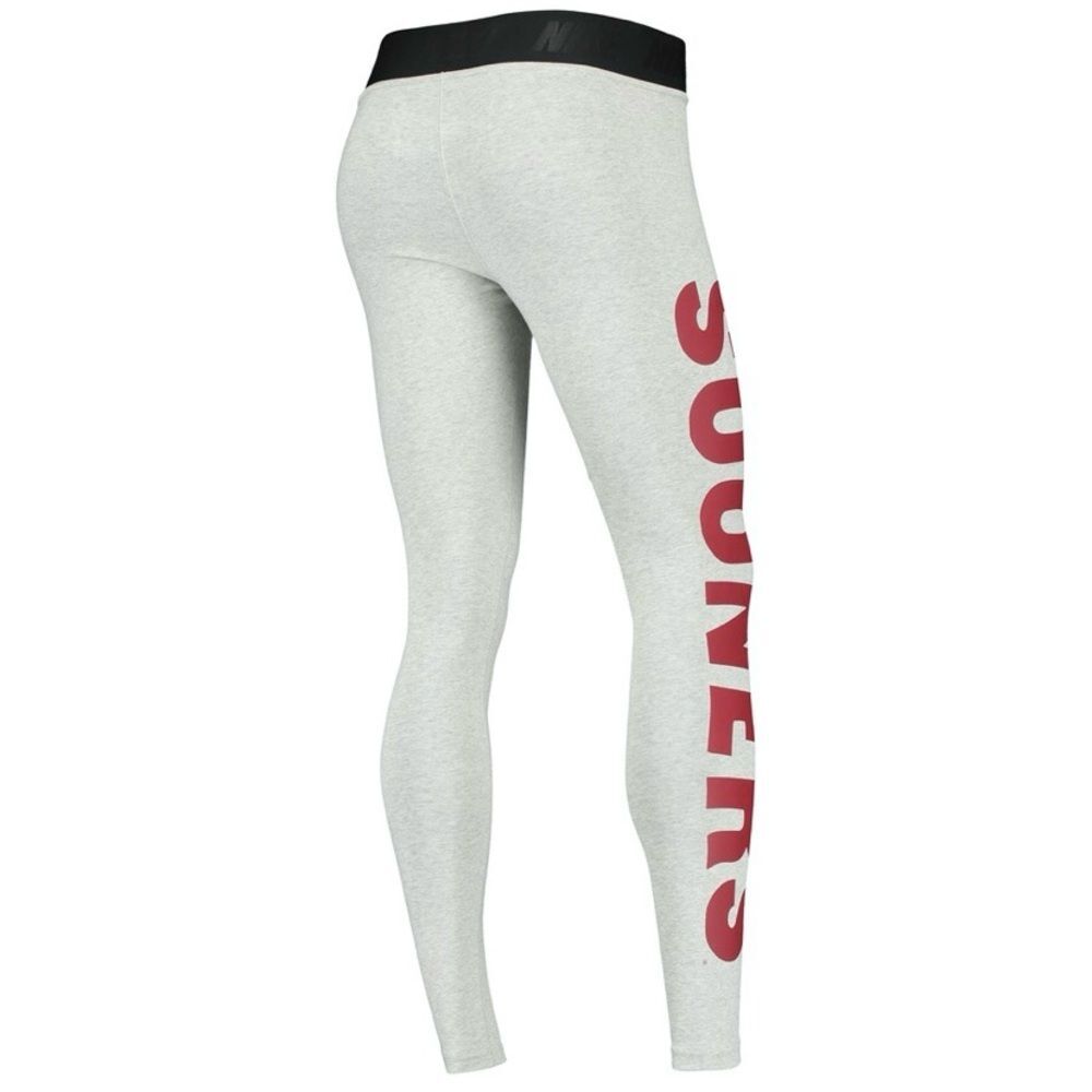 Nike OU Oklahoma Sooners High-Waisted Dri Fit Athletic Leggings Heathered Gray L - Picture 2 of 9